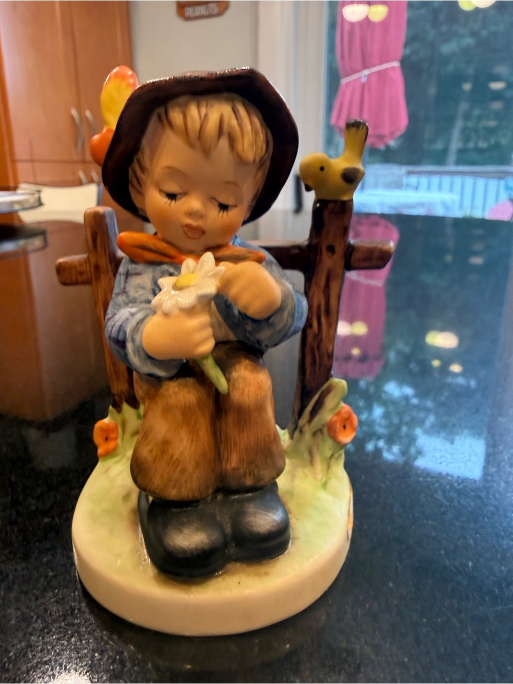 Goebel Boy Figurine in Blue Shirt and Brown Pants